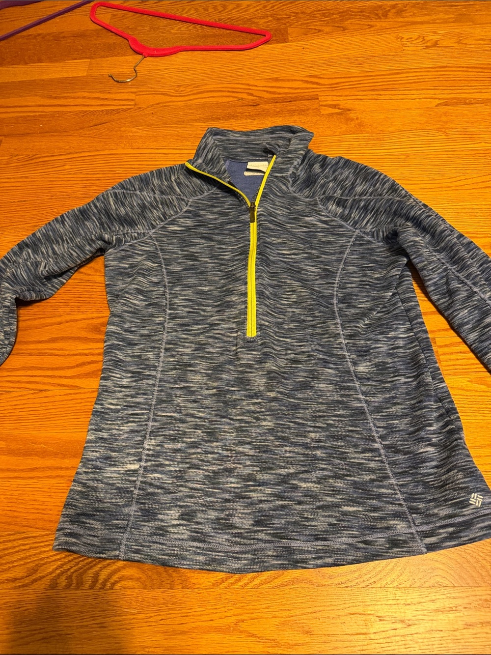 Columbia Women's Heathered blue  Zip-Up Pullover with Yellow Trim